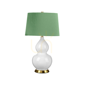 Isla Table Lamp with Okra Green Shade - 1 Light - White / Aged Brass Elstead small 0