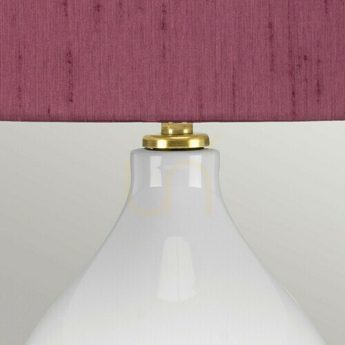 Check Isla Table Lamp with Bloom Purple Shade - 1 Light - White / Aged Brass Elstead