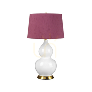 Isla Table Lamp with Bloom Purple Shade - 1 Light - White / Aged Brass Elstead small 0