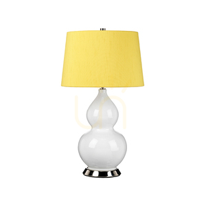 Isla Table Lamp - White Ceramic, Celadine Yellow Shade, Polished Nickel Elstead small 0
