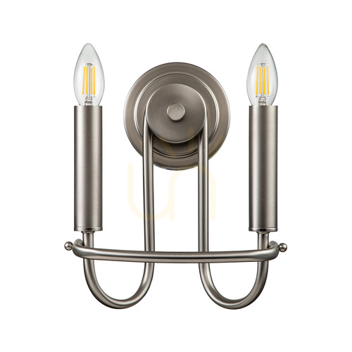 Check Capitol Hill wall lamp - 2 light sources - Brushed nickel Elstead