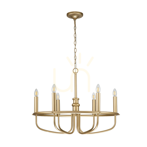 Check Capitol Hill chandelier - 6 light sources - Natural brass Elstead