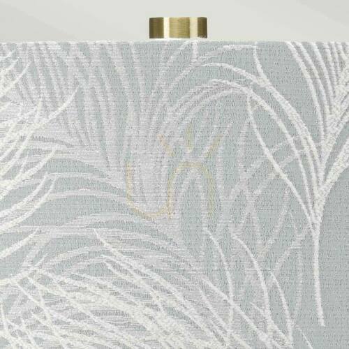 Check Milo Table Lamp - 1 Light - White / Aged Brass, Feather Duck Egg Blue Shade Elstead