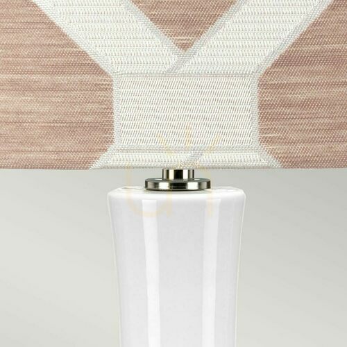 Check Milo table lamp - 1 light source - White / Polished Nickel / Pink shade Elstead