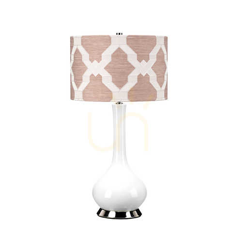Check Milo table lamp - 1 light source - White / Polished Nickel Elstead