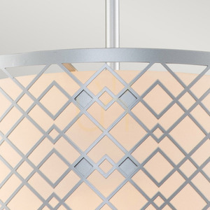 Ziggy medium pendant light 2xE27 – lacquered silver, lattice shade with opal glass – Elstead small 2