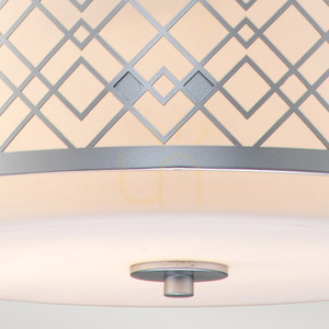 Ziggy medium pendant light 2xE27 – lacquered silver, lattice shade with opal glass – Elstead small 3