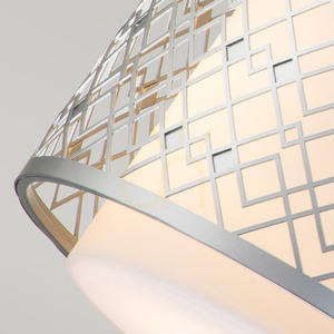 Ziggy medium pendant light 2xE27 – lacquered silver, lattice shade with opal glass – Elstead small 4