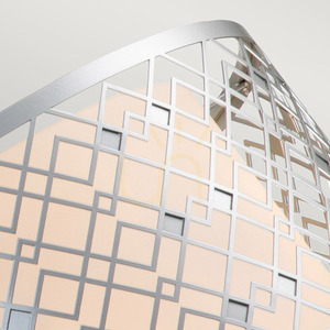 Ziggy medium pendant light 2xE27 – lacquered silver, lattice shade with opal glass – Elstead small 5