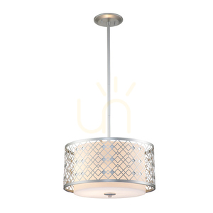 Ziggy medium pendant light 2xE27 – lacquered silver, lattice shade with opal glass – Elstead small 0