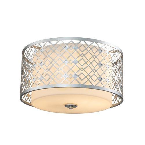 Check Ziggy medium plafond - 2 light sources - Lacquered silver Elstead