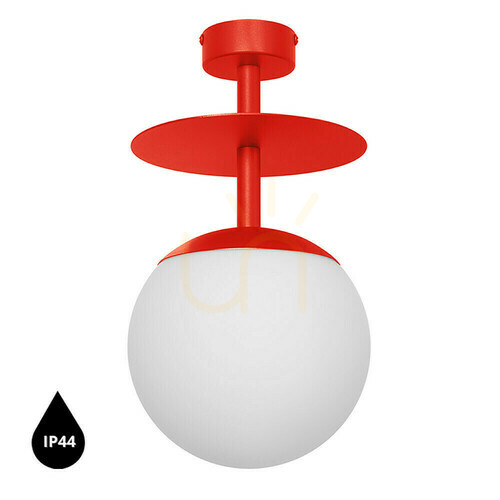 Check PLAAT B red-orange ceiling lamp / plafond with increased IP44 waterproofing.