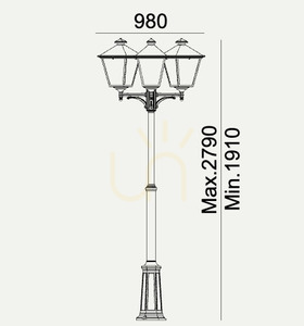 Garden / park lantern IP54 LONDON BIG 4133BL 3x9.5W 4000K black - premium NORLYS. small 3
