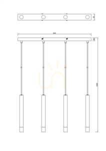 Zuma Line Velic Pendant Light, 4×G9, Gold and Black, 60 cm, P241125804GD small 1