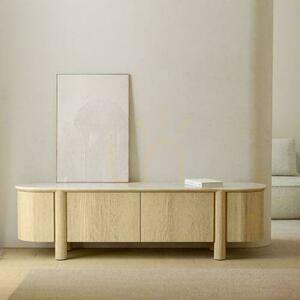CECILE TV Cabinet Natural Oak, Travertite Top small 5
