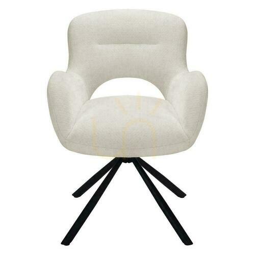 Check Set of 2 COZAL Swivel Chairs Light Beige with Black Legs