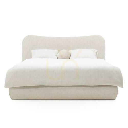 Check Upholstered bed 160x200 cm DOMINIQUE Beige with storage compartment