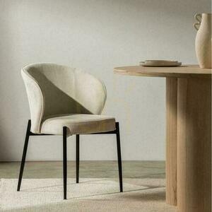 Set of 2 GUSTO Chairs Light Beige with Black Legs small 1