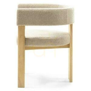 HARRIS Cream Boucle Chair with Wooden Legs small 3