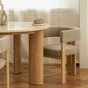 HARRIS Cream Boucle Chair with Wooden Legs small 8