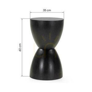 HORSA Side Table 35 × 60 cm, Solid Mango Wood, Black, Hourglass Shape small 5