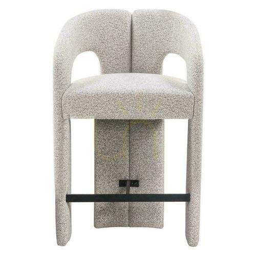 Check JOEL Upholstered Stool Gray-Beige