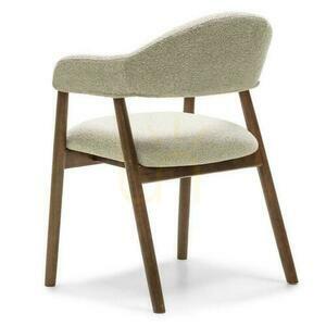 Set of 2 LARIS Upholstered Chairs Beige Boucle with Italian Walnut Legs small 5