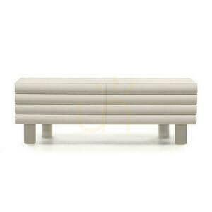 LUEL Beige TV Console Cabinet with Grooves small 2