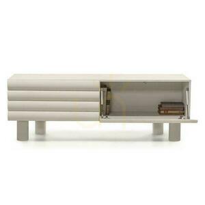 LUEL Beige TV Console Cabinet with Grooves small 6