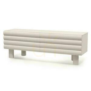 LUEL Beige TV Console Cabinet with Grooves small 0
