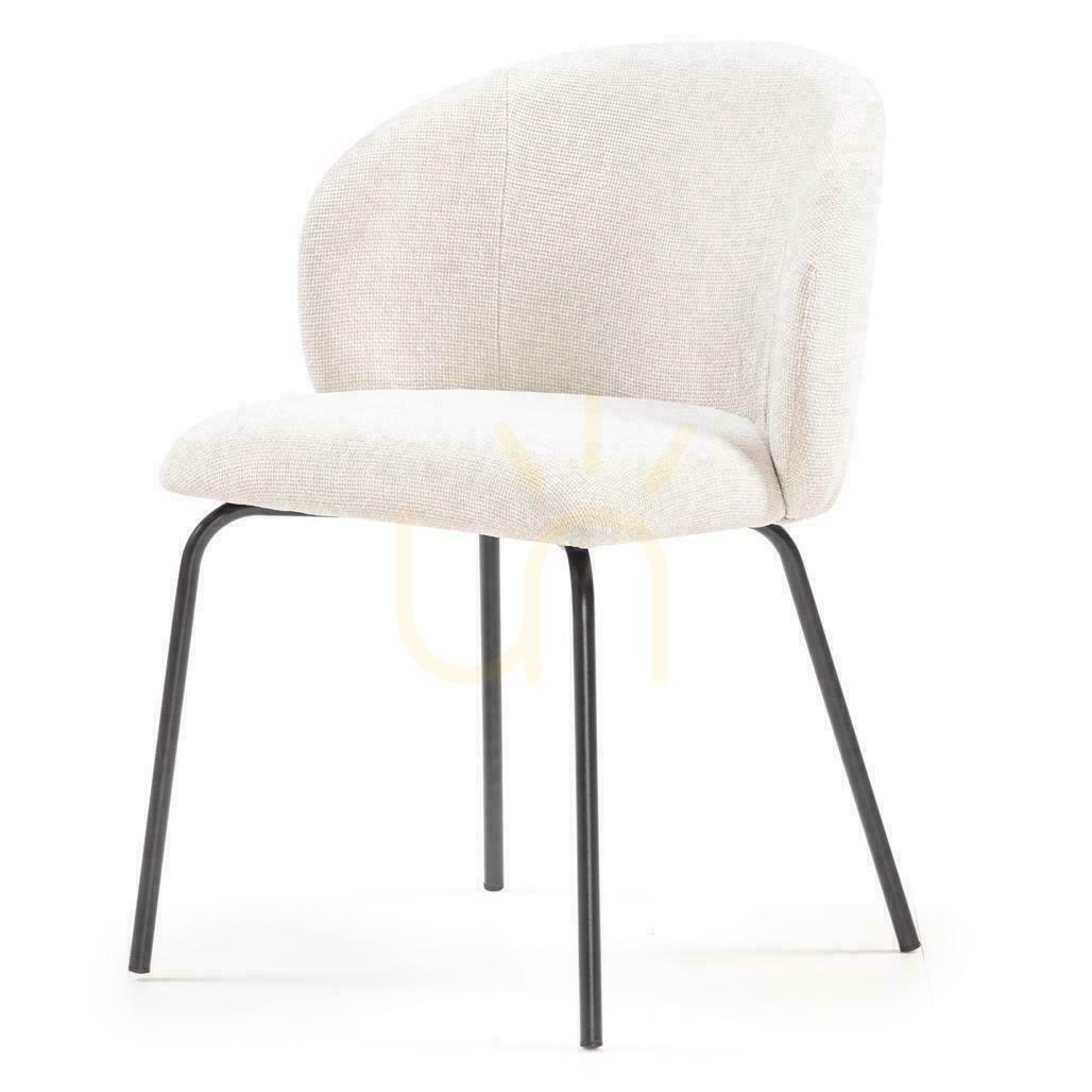 Preview Set of 4 LUEUR Light Beige Chairs with Black Legs Set of 4 LUEUR Light Beige Chairs with Black Legs