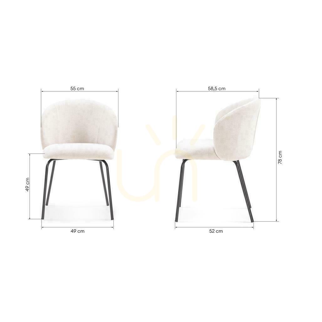 Preview Set of 4 LUEUR Light Beige Chairs with Black Legs Set of 4 LUEUR Light Beige Chairs with Black Legs