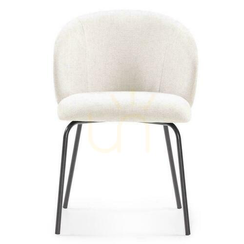 Check Set of 4 LUEUR Light Beige Chairs with Black Legs