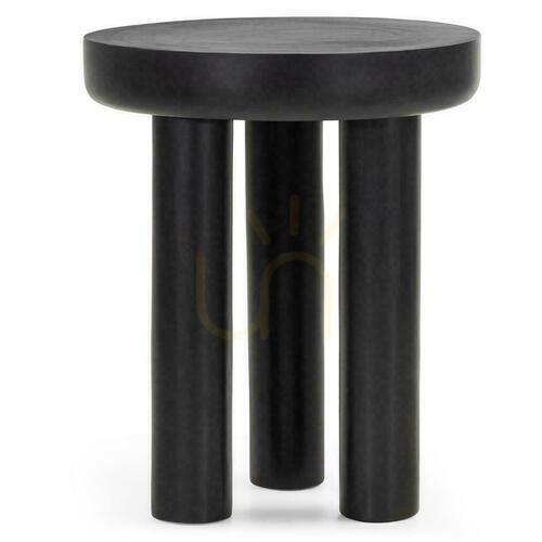 Check Side Table 50 cm LUNGO Black with Mangrove Wood