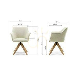 Set of 2 MANER Cream Swivel Chairs with Oak Legs small 6