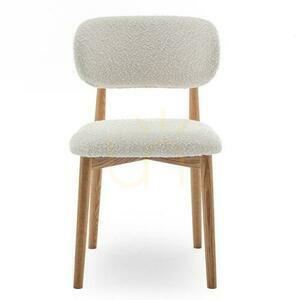 Set of 2 MIA White Boucle Upholstered Chairs with Oak Legs small 4