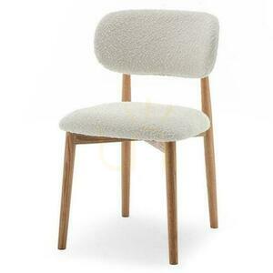 Set of 2 MIA White Boucle Upholstered Chairs with Oak Legs small 0