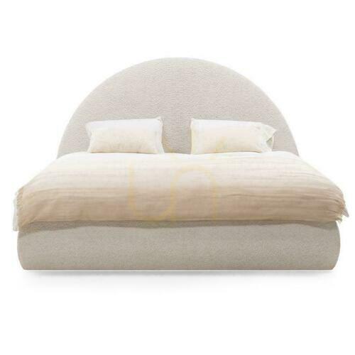 Check Upholstered bed 140x200 cm MIMIQ Beige with storage compartment