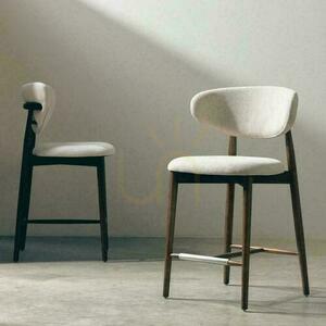 MIRALI Beige Chair with Brown Legs small 1