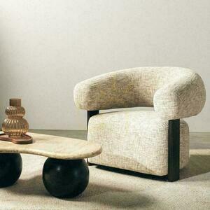 Armchair MONIQUE White and Gray with Walnut Legs small 1