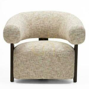 Armchair MONIQUE White and Gray with Walnut Legs small 2