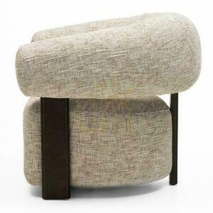 Armchair MONIQUE White and Gray with Walnut Legs small 3