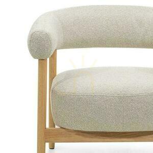 MUE Upholstered Armchair Light Beige with Oak Legs small 2