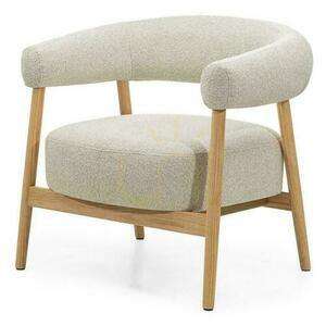 MUE Upholstered Armchair Light Beige with Oak Legs small 0