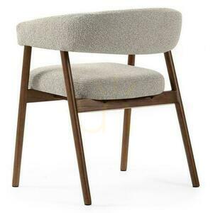 Set of 2 MUE Upholstered Chairs Light Brown with Oak Legs small 2