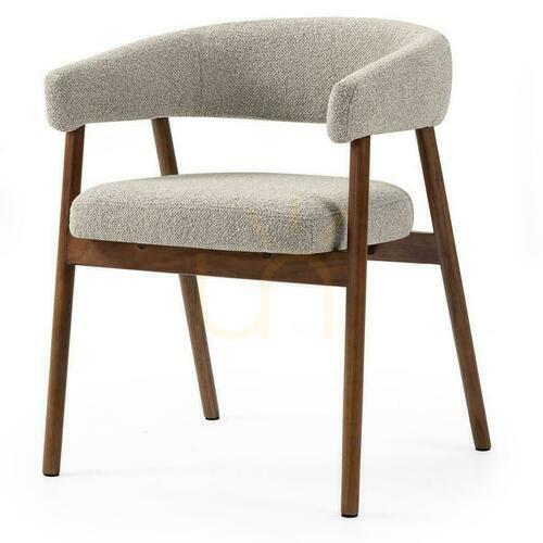 Check Set of 2 MUE Upholstered Chairs Light Brown with Oak Legs
