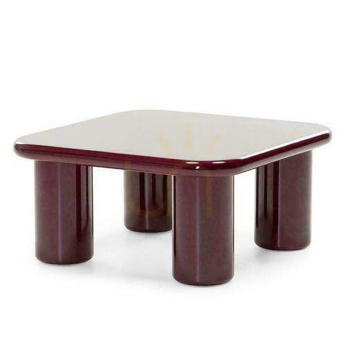 Check Coffee Table 70 cm MURIEN Maroon/Cherry with Gloss
