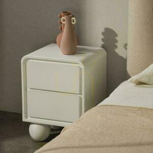 NORI Nightstand White with Round Legs small 1