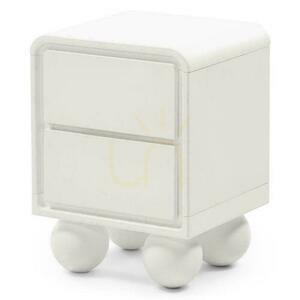 NORI Nightstand White with Round Legs small 0