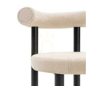 Set of 2 PERER Beige Boucle Chairs with Black Legs small 3